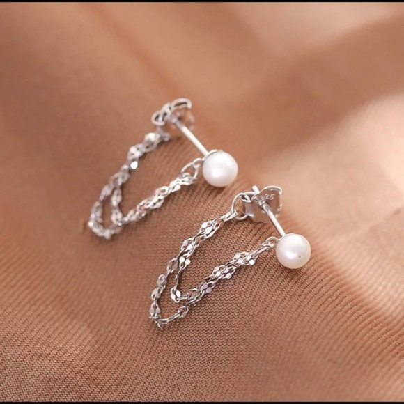 Jewelry - 925 Sterling Silver Tassel Pearl Earrings